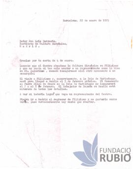 Carta emesa per Fernando Rubió Tudurí a Luís Hergueta