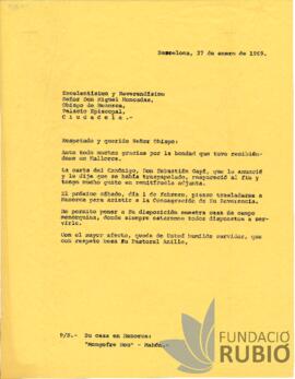Carta emesa per Fernando Rubió Tudurí a Miguel Moncadas