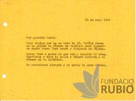 Carta emesa per Fernando Rubió Tudurí a Luisa de Siemers
