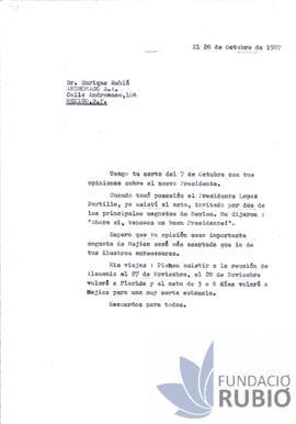 Carta emesa per Fernando Rubió Tudurí a Enrique Rubió Boada