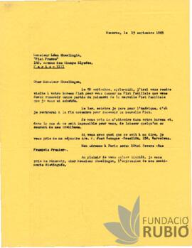 Carta emesa per Fernando Rubió Tudurí a Léon Schoolingin