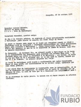 Carta emesa per Fernando Rubió Tudurí a Lorenzo Menorca