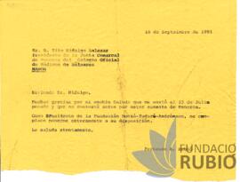 Carta emesa per Fernando Rubió Tudurí a Tito Hidalgo Salazar