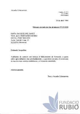 CONDOL PER LA MORT DE F.R.T.