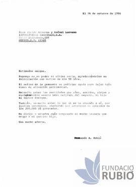 Carta emesa per Fernando Rubió Tudurí a Laboratorios Andrómaco
