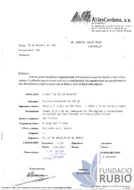 PRESSUPOST PER LA PUBLICACIO DEL LLIBRE LA SEU DE MENORCA""