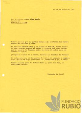 Carta emesa per Fernando Rubió Tudurí a Álvaro Conde Díaz Rubín