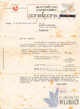 PRESSUPOST DE MATERIAL PER MONGOFRE NOU