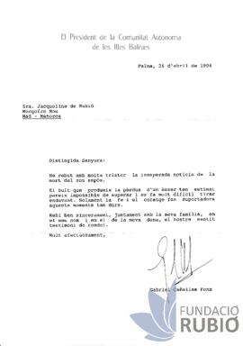 CONDOL PER LA MORT DE F.R.T.