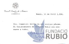 CONDOL PER LA MORT DE F.R.T.
