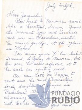 AGRAEIX LES ATENCIONS REBUDES DURANT LA SEVA ESTADA A MENORCA I BARCELONA