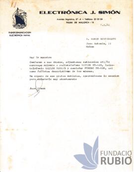 ENVIA UN PRESSUPOST PER UNA RADIO TELEFON I UN SONDADOR PER L'ADDAYA