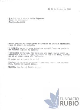 Carta emesa per Fernando Rubió Tudurí a Enrique i Nicolás Rubió Figueroa