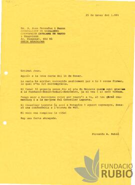 Carta emesa per Fernando Rubió Tudurí a Joan Granados i Duran