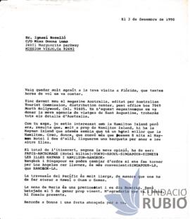 Carta emesa per Fernando Rubió Tudurí a Ignasi Roselló