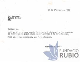 Carta emesa per Fernando Rubió Tudurí a Sansuguet