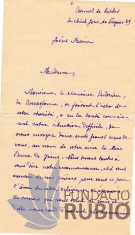 CARTA DIRIGIDA A MARIA TUDURI MONJO